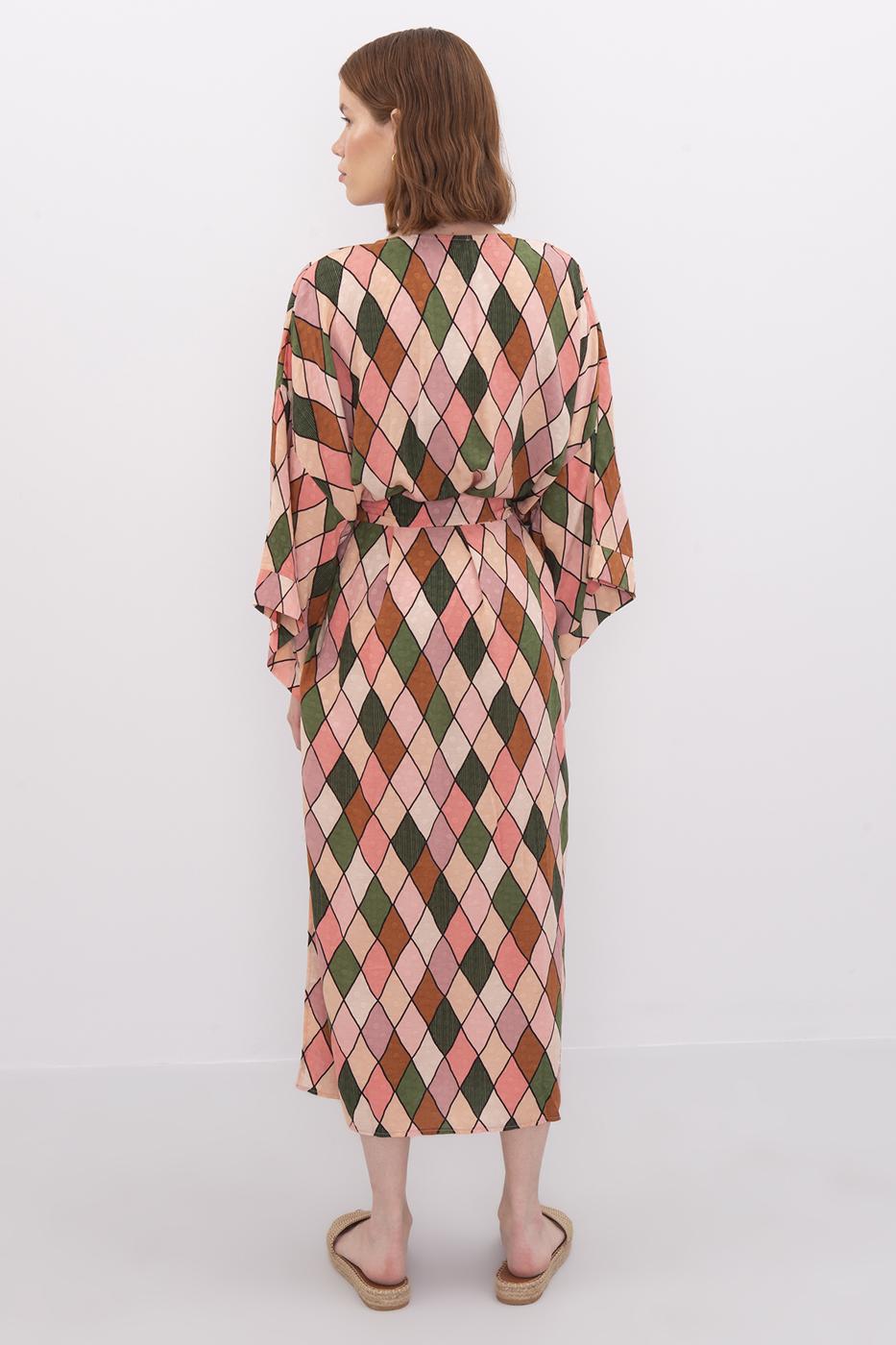 Bayan Multı Kemer Detaylı Yarasa Kol Kimono