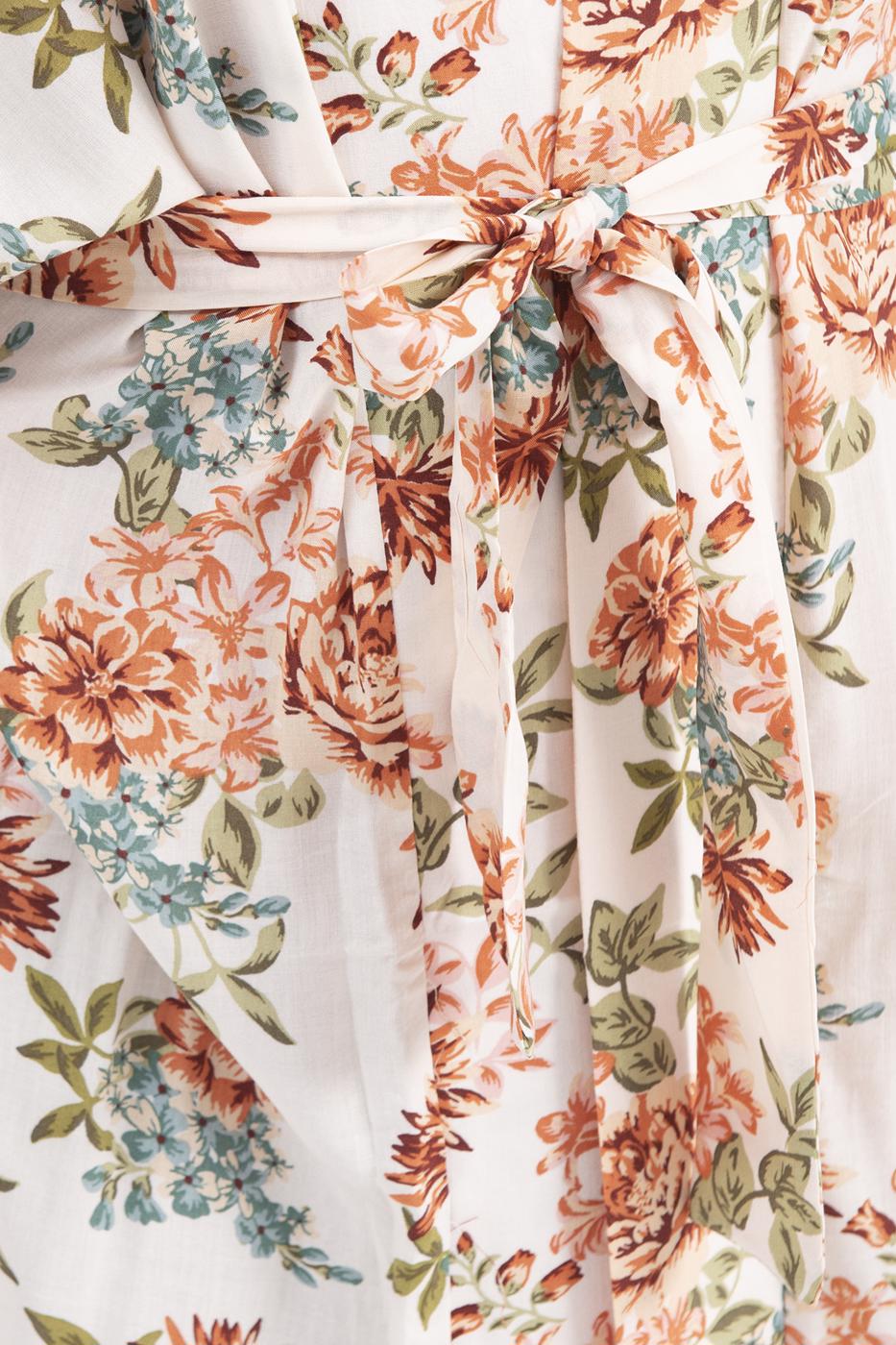 Bayan Krem Desenli Kimono