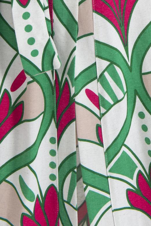 Bayan Yeşil Keten Karışımlı Desenli Kimono - BSL