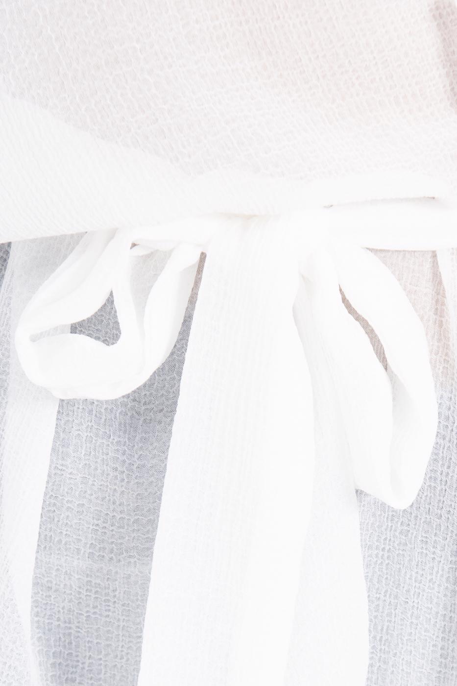 Bayan Beyaz Arka Dantel Detaylı Uzun Kimono