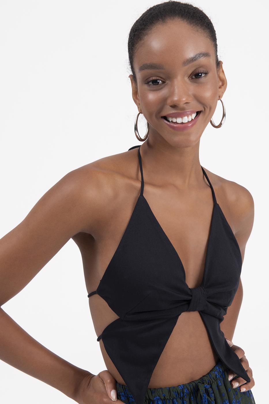 Bayan Siyah Fiyonk Görünümlü Büstiyer