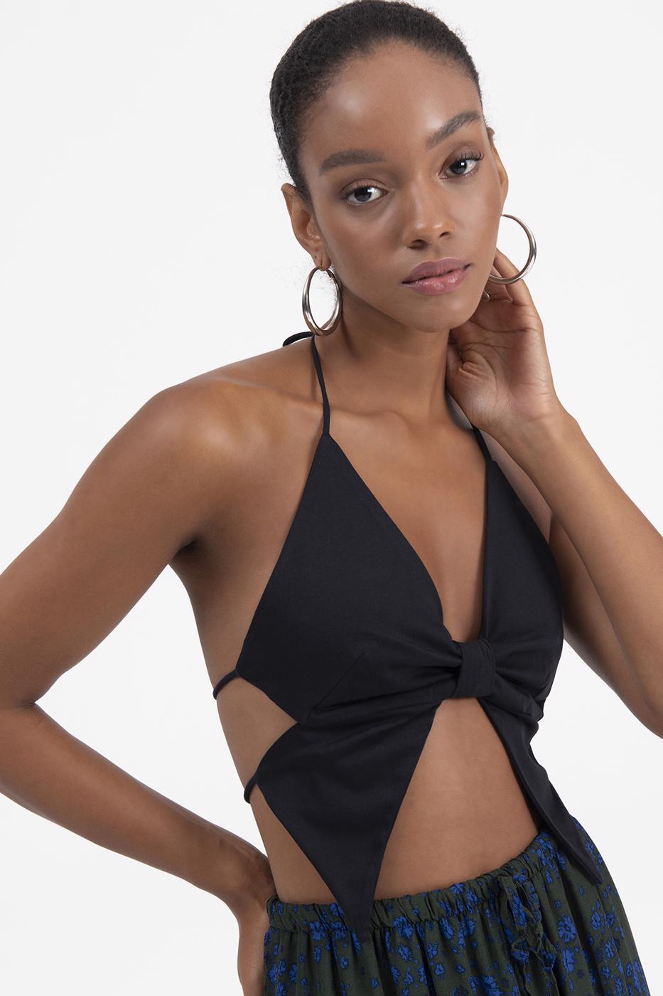 Bayan Siyah Fiyonk Görünümlü Büstiyer