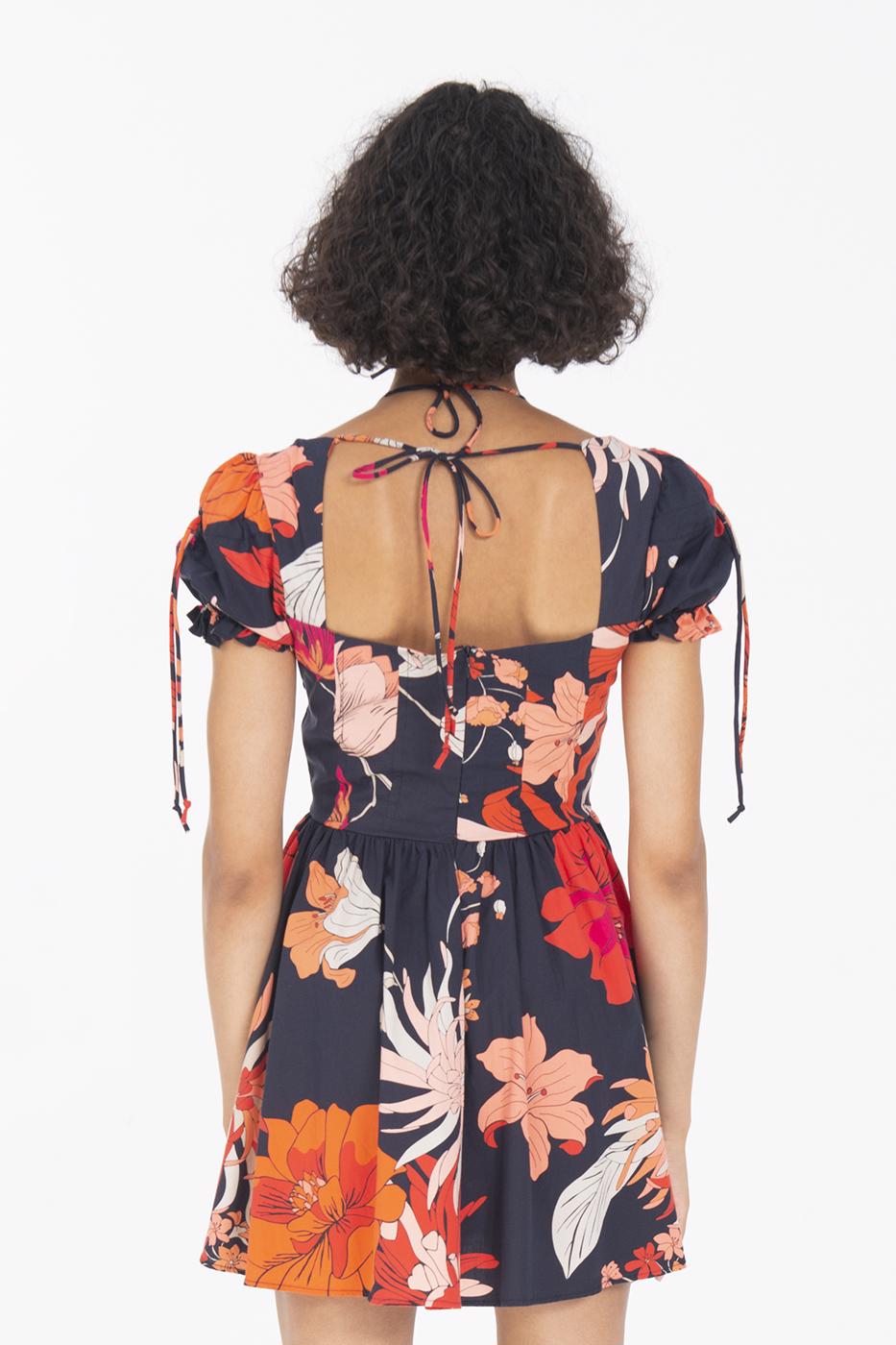 Bayan Lacivert Derin Göğüs Dekolteli Mini Elbise