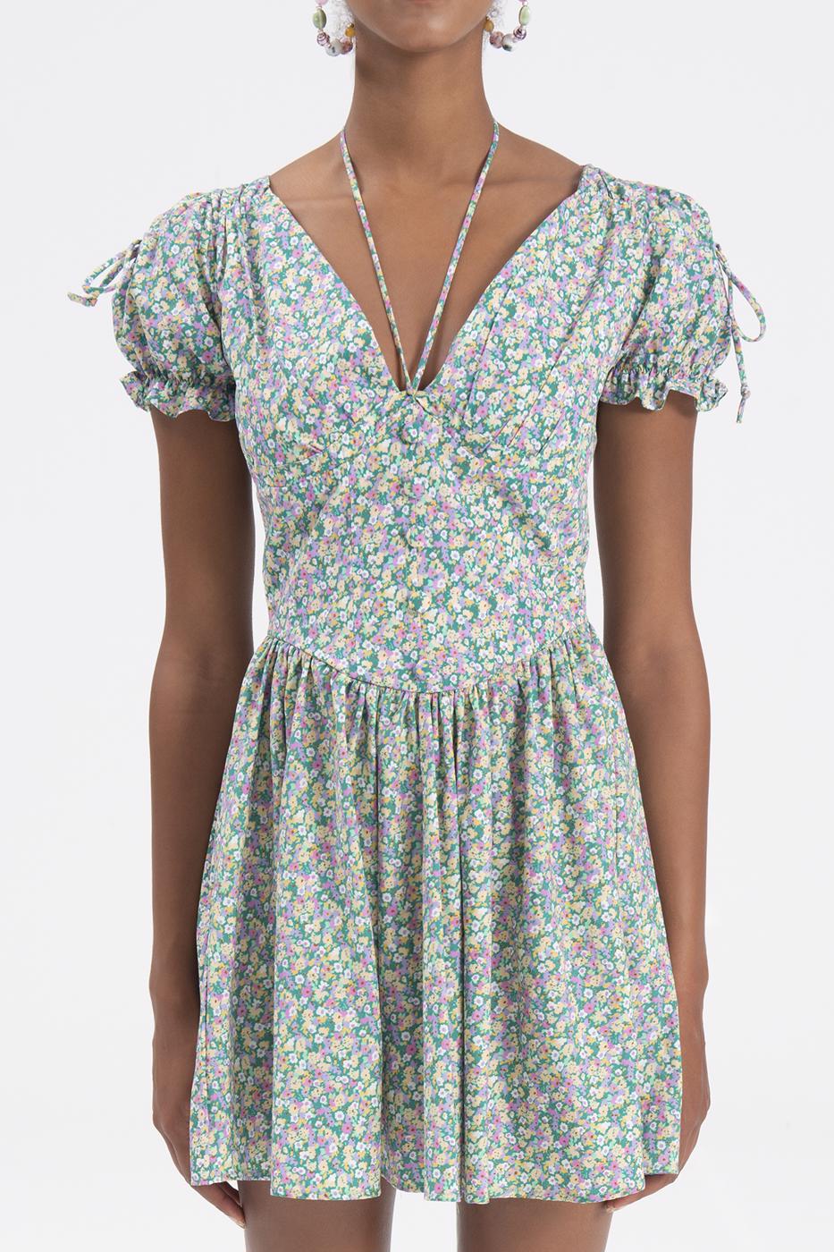 Bayan Multı Derin Göğüs Dekolteli Mini Elbise