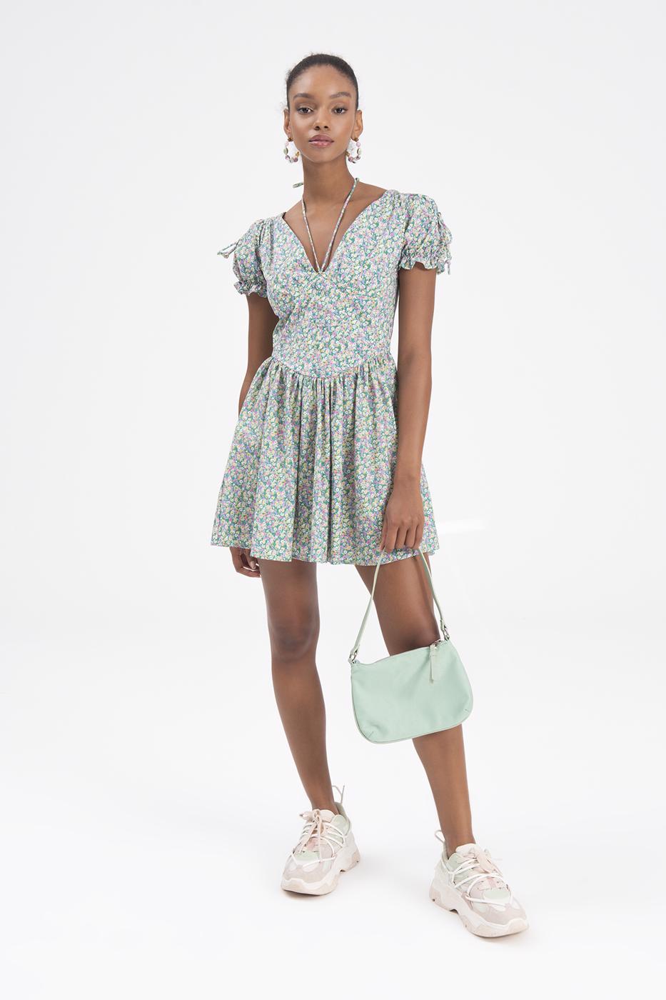 Bayan Multı Derin Göğüs Dekolteli Mini Elbise