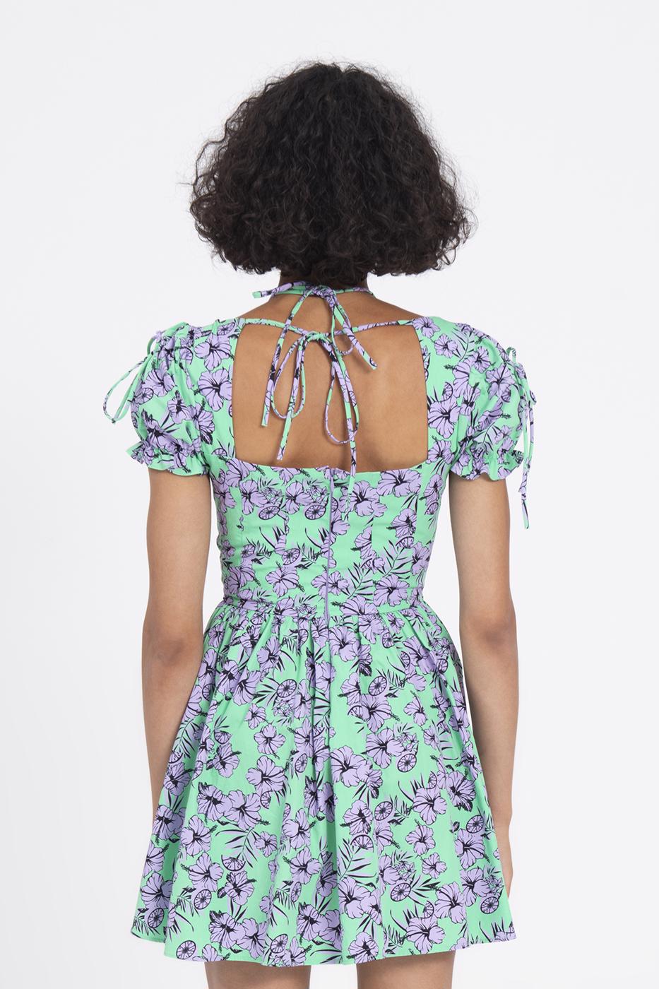 Bayan Yeşil Derin Göğüs Dekolteli Mini Elbise