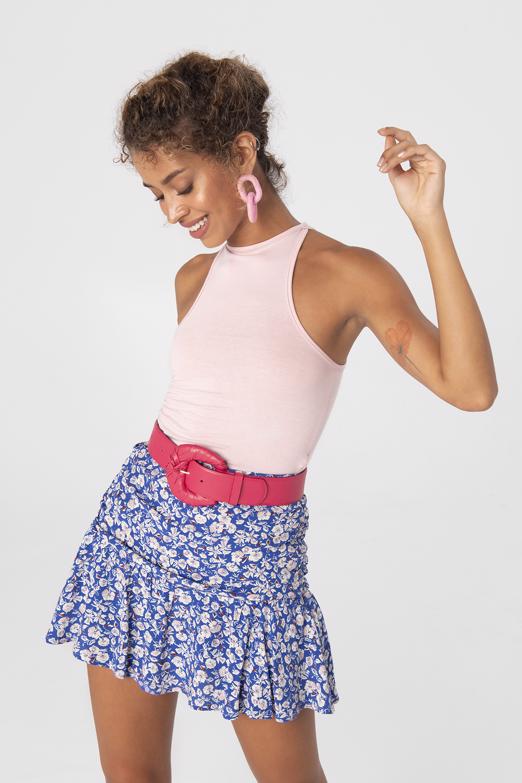 Bayan Mavi Volanlı Mini Şort Etek - BSL