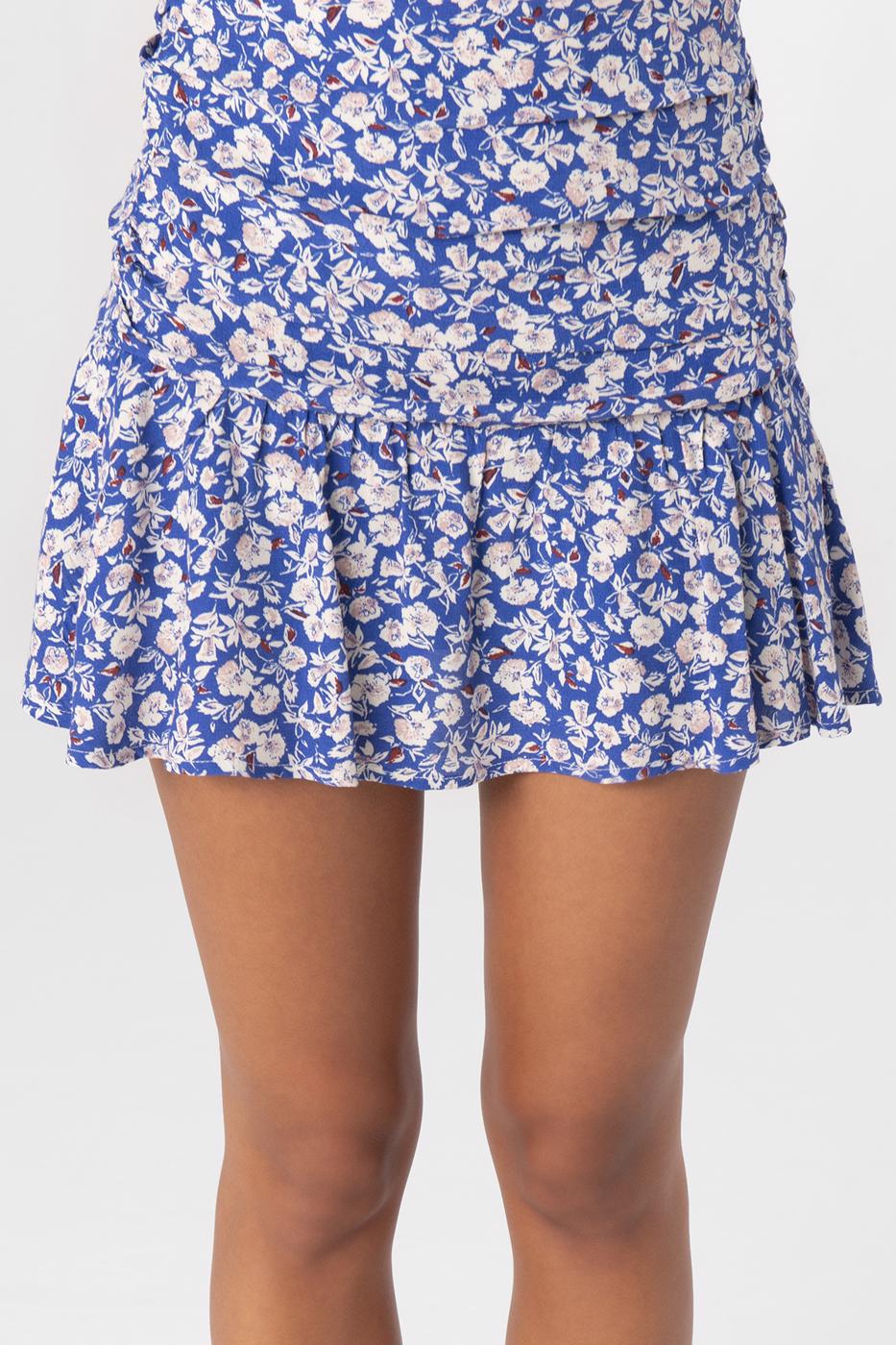 Bayan Mavi Volanlı Mini Şort Etek