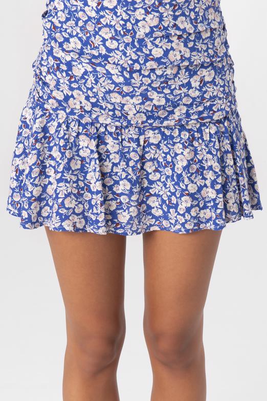 Bayan Mavi Volanlı Mini Şort Etek - BSL