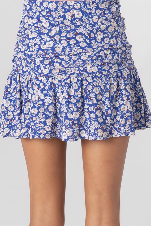 Bayan Mavi Volanlı Mini Şort Etek - BSL