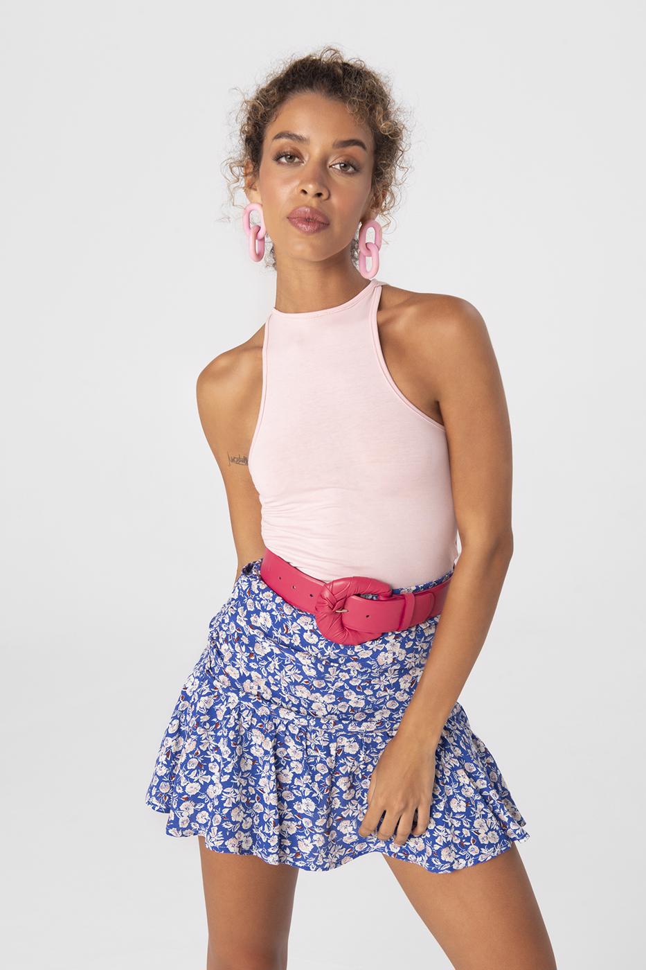 Bayan Mavi Volanlı Mini Şort Etek