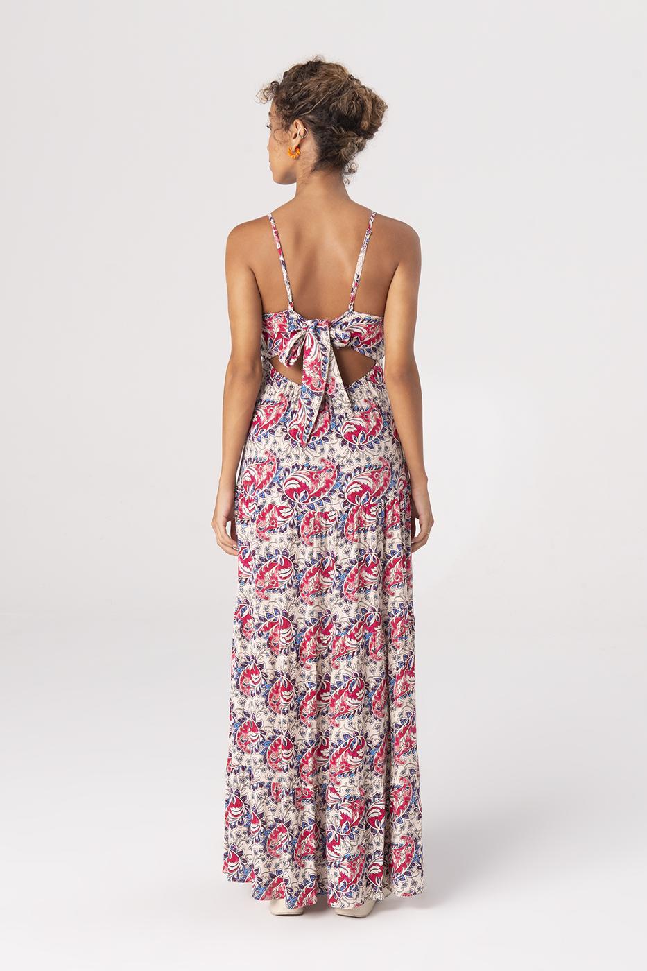 Bayan Bej Askılı Uzun Elbise