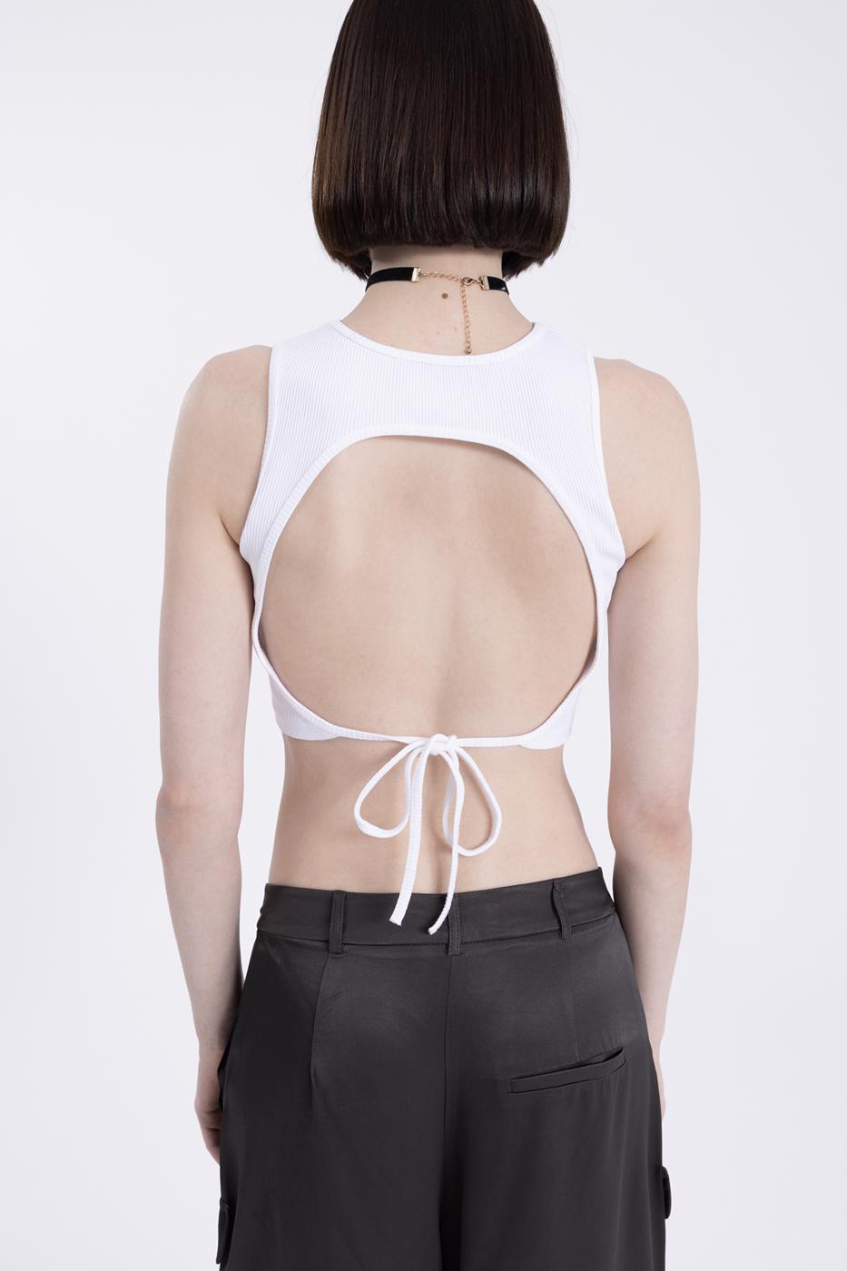 Bayan Beyaz Sırt Pencereli Crop Body