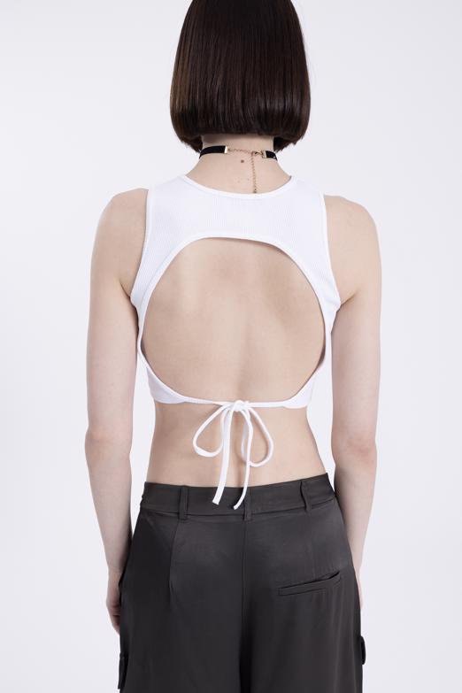 Bayan Beyaz Sırt Pencereli Crop Body - BSL