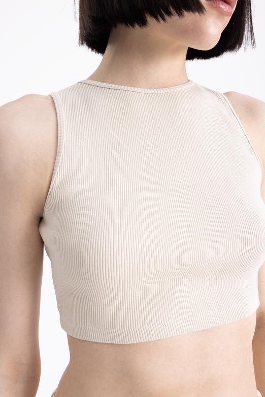 Bayan Bej Sırt Pencereli Crop Body - BSL