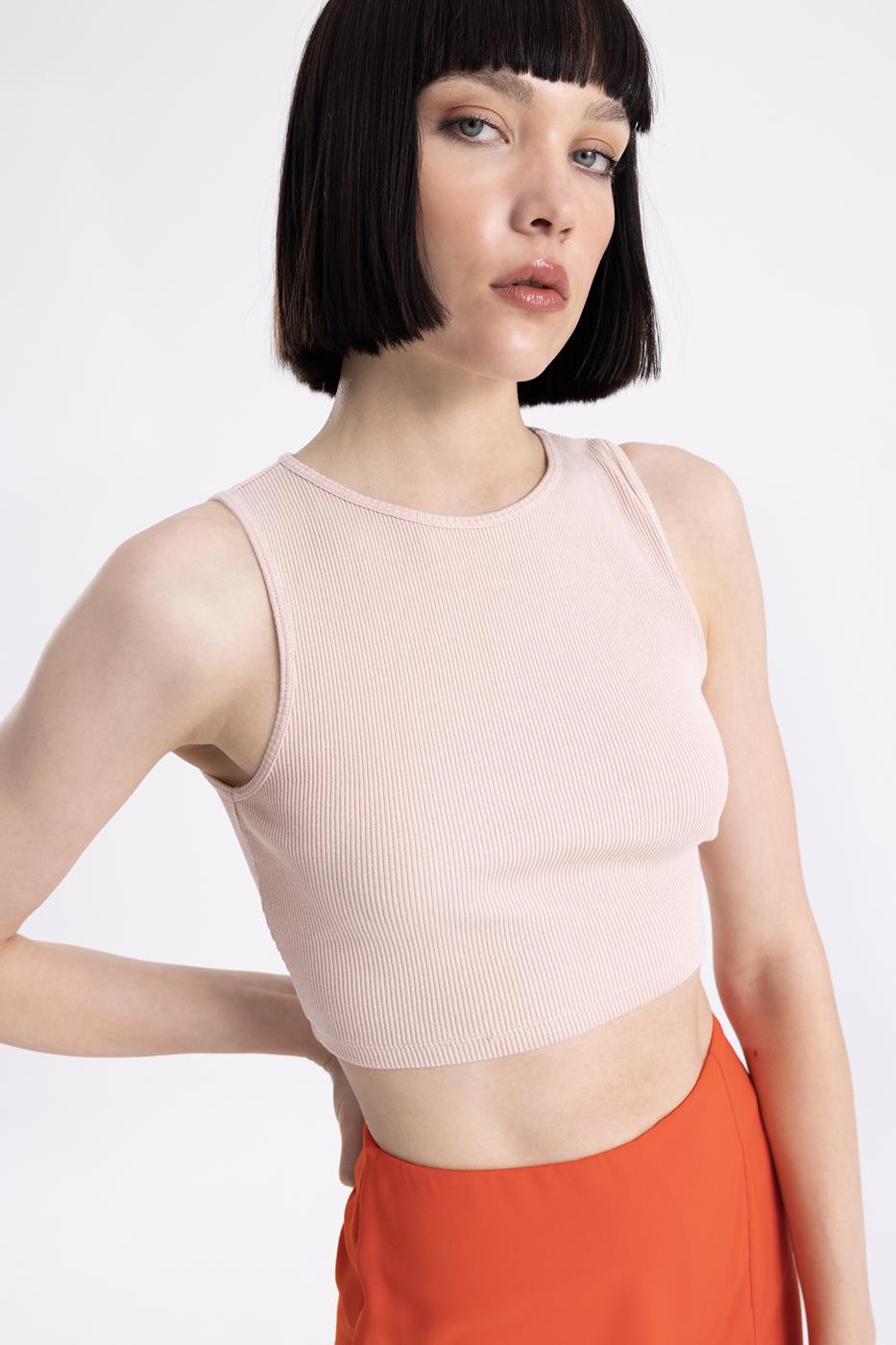 Bayan Somon Sırt Pencereli Crop Body