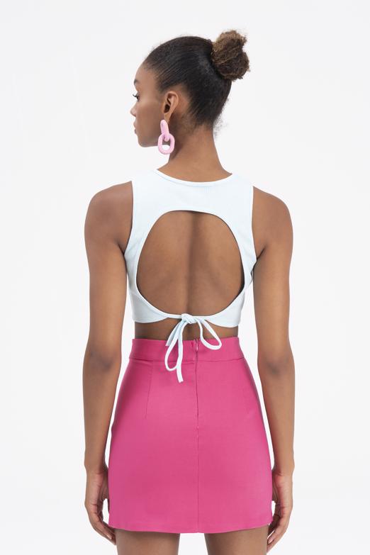 Bayan Mavi Sırt Pencereli Crop Body - BSL