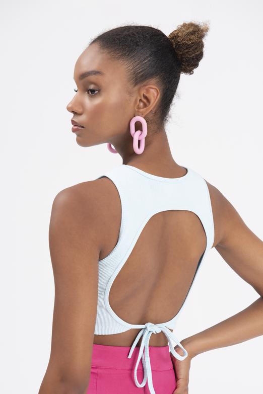 Bayan Mavi Sırt Pencereli Crop Body - BSL