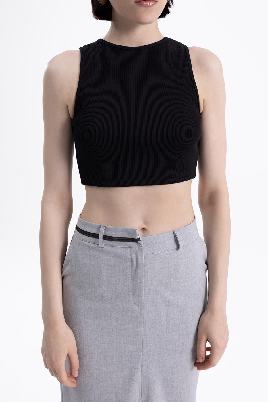 Bayan Siyah Sırt Pencereli Crop Body