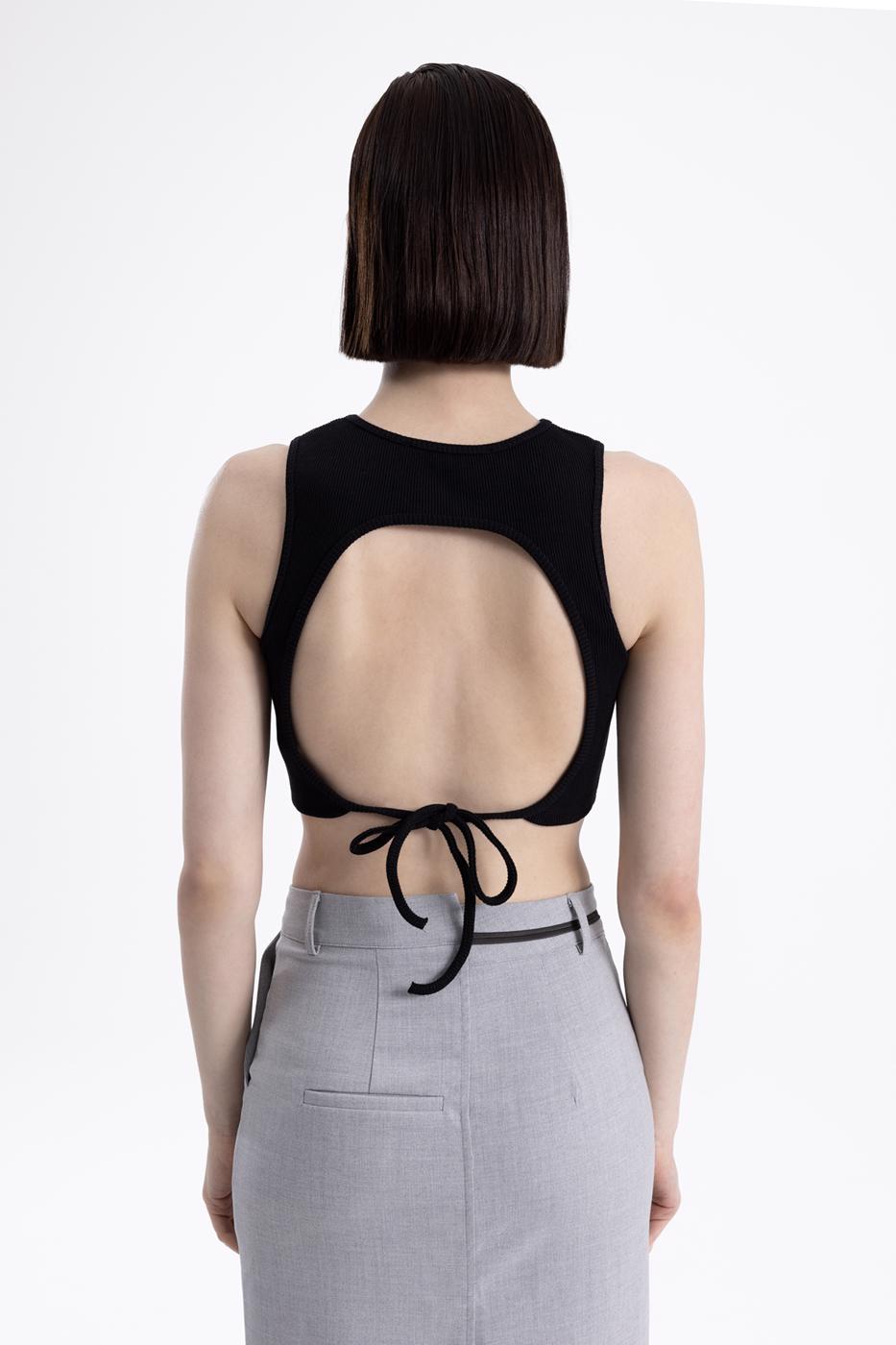 Bayan Siyah Sırt Pencereli Crop Body