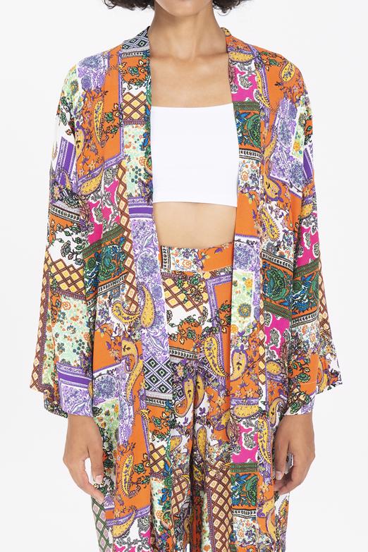 Bayan Multı Desenli Midi Boy Kimono - BSL
