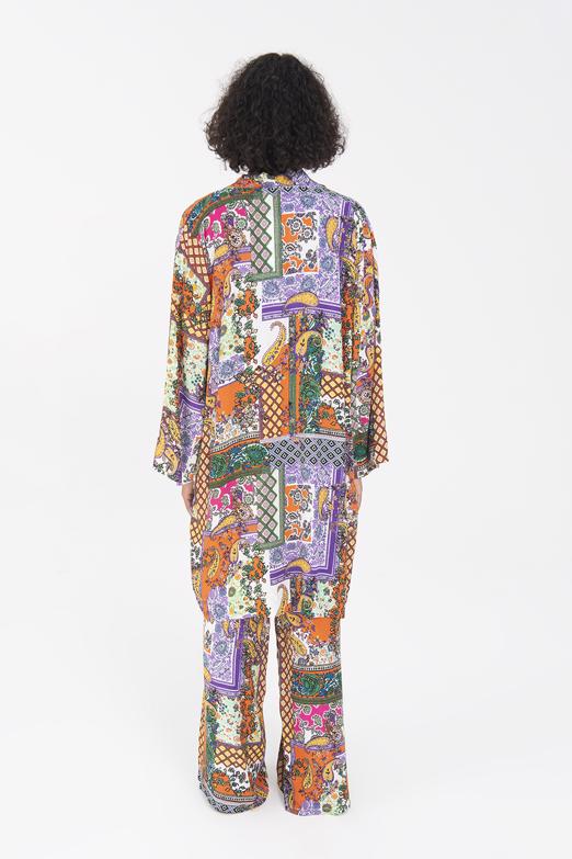 Bayan Multı Desenli Midi Boy Kimono - BSL