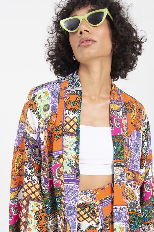 Bayan Multı Desenli Midi Boy Kimono - BSL