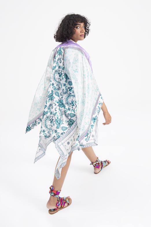 Bayan Ekru Mendil Kenarlı Kimono - BSL