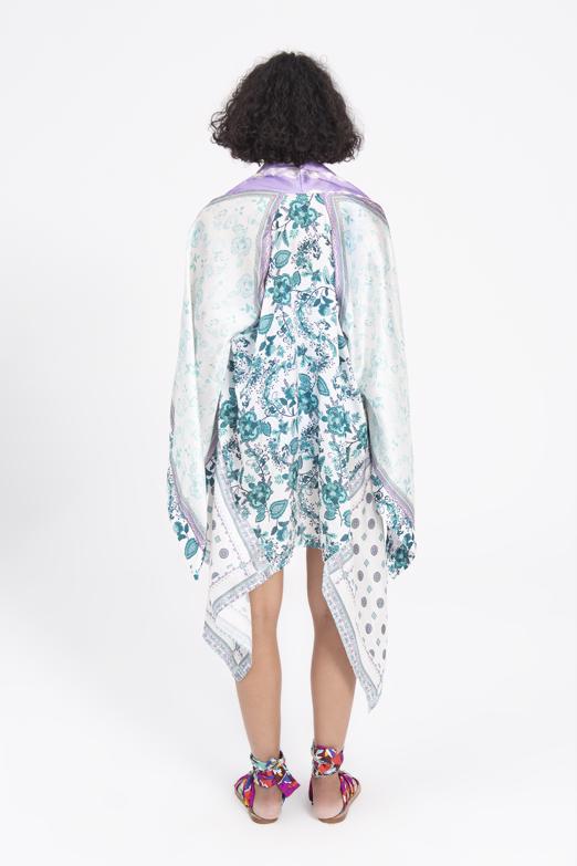 Bayan Ekru Mendil Kenarlı Kimono - BSL