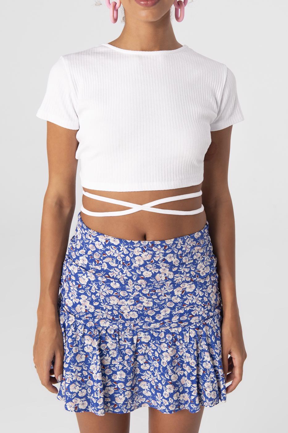 Bayan Beyaz Sırt Çapraz Bağlamalı Crop Body