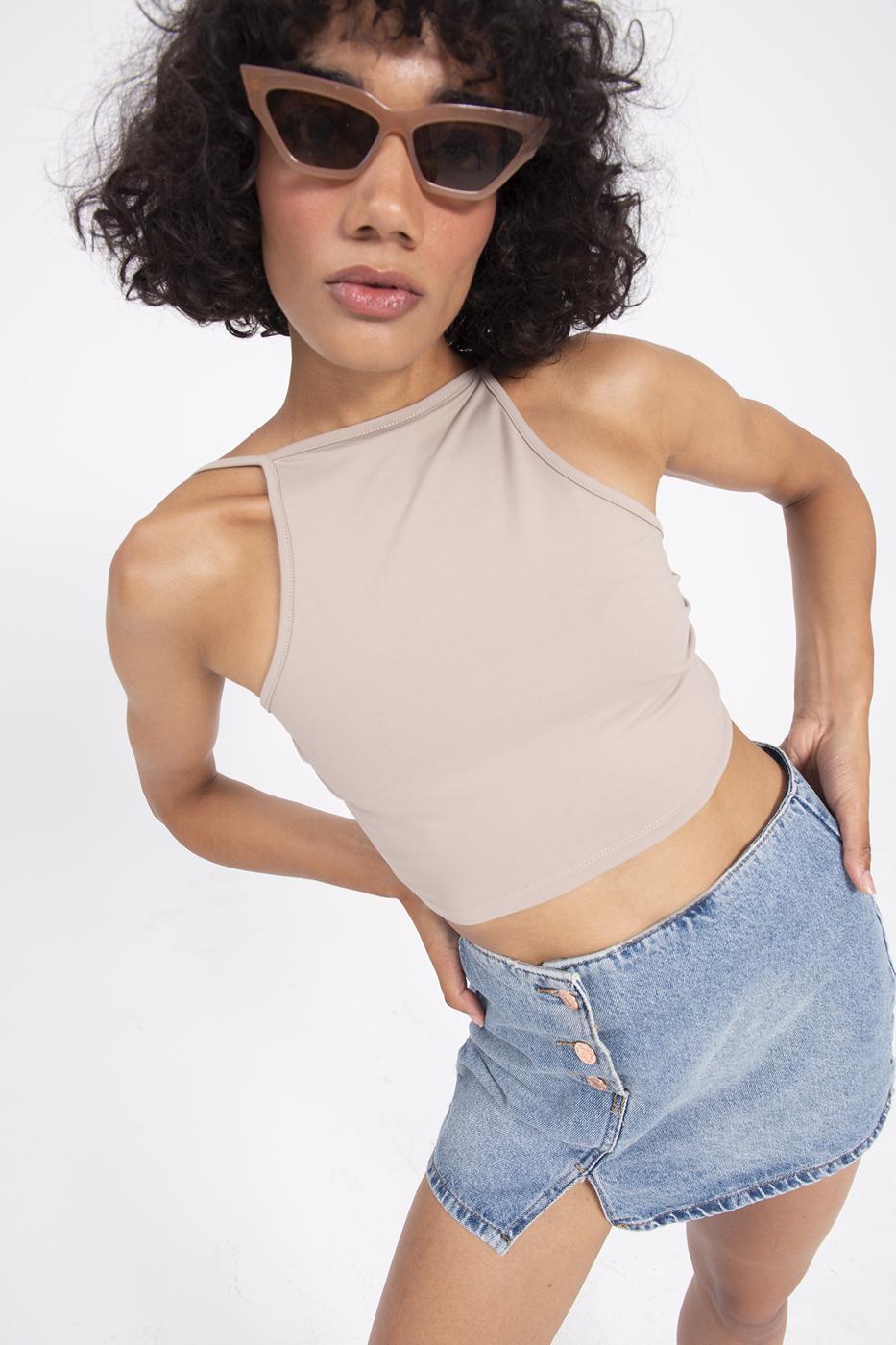 Bayan Bej Sırt Bağlamalı Body