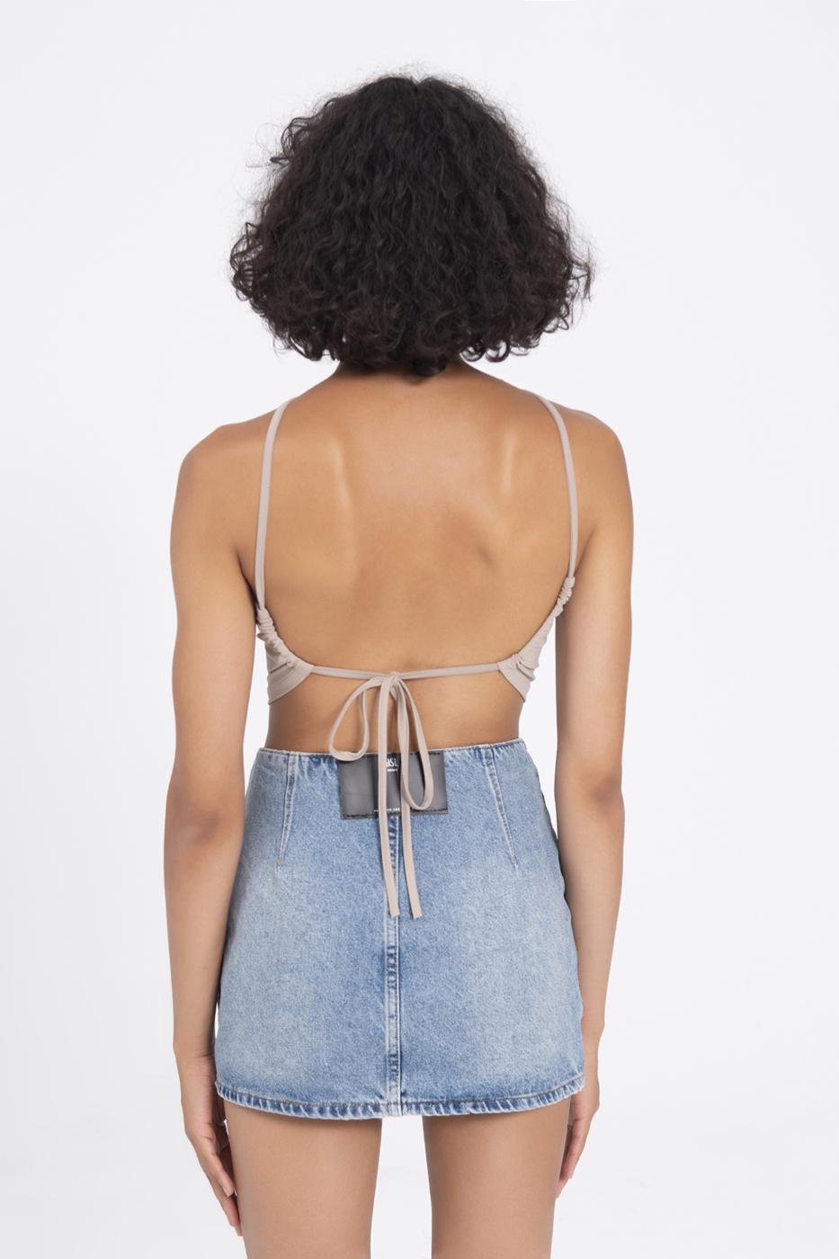 Bayan Bej Sırt Bağlamalı Body