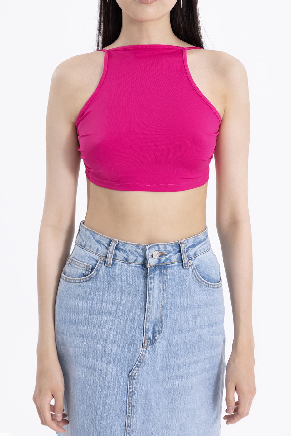 Bayan Fuşya Sırt Bağlamalı Body