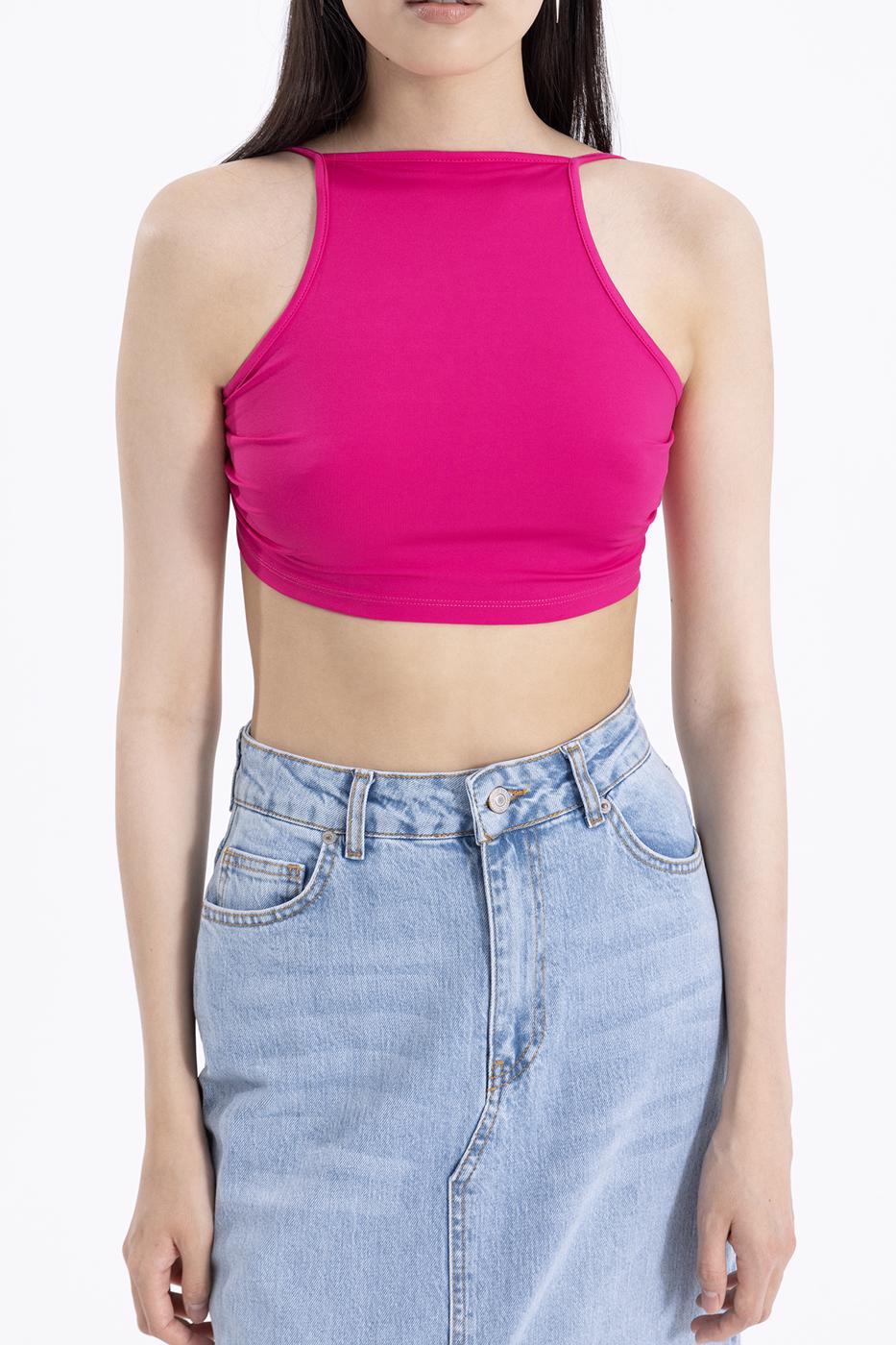 Bayan Fuşya Sırt Bağlamalı Body