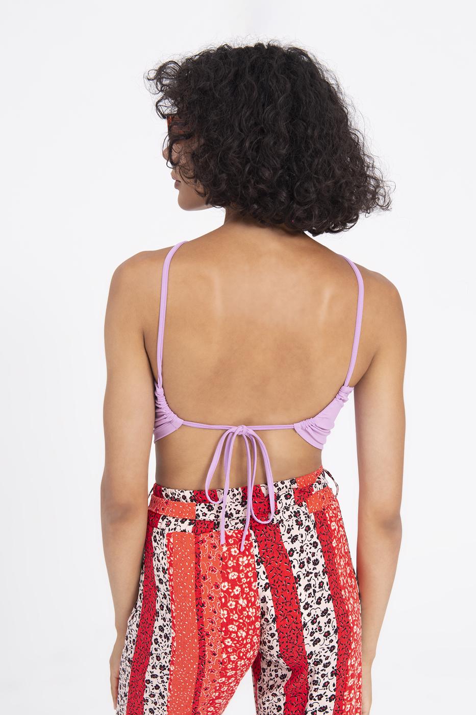 Bayan Lila Sırt Bağlamalı Body