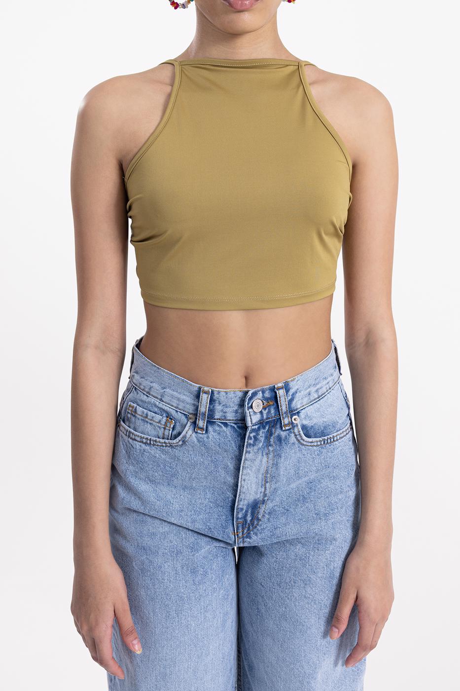 Bayan Yeşil Sırt Bağlamalı Body