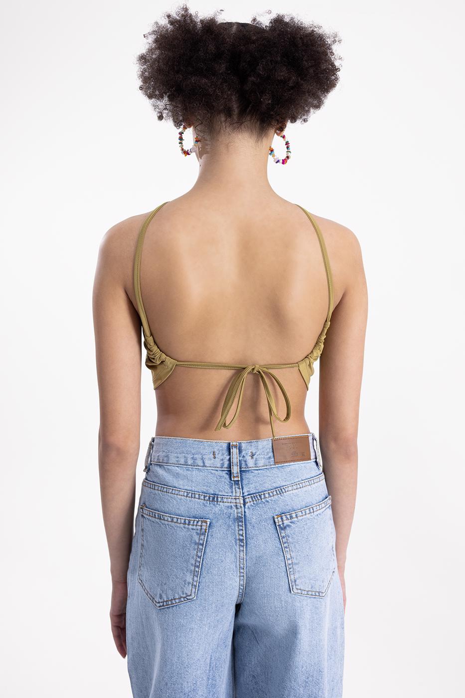 Bayan Yeşil Sırt Bağlamalı Body