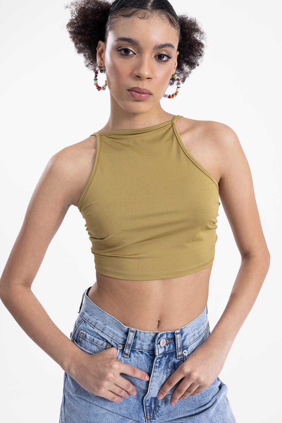 Bayan Yeşil Sırt Bağlamalı Body