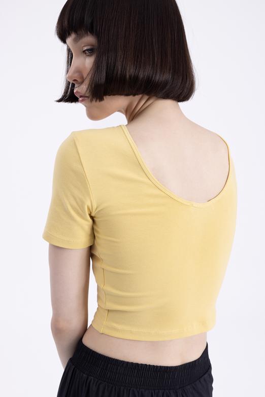 Bayan Sarı Kısa Kollu Body - BSL