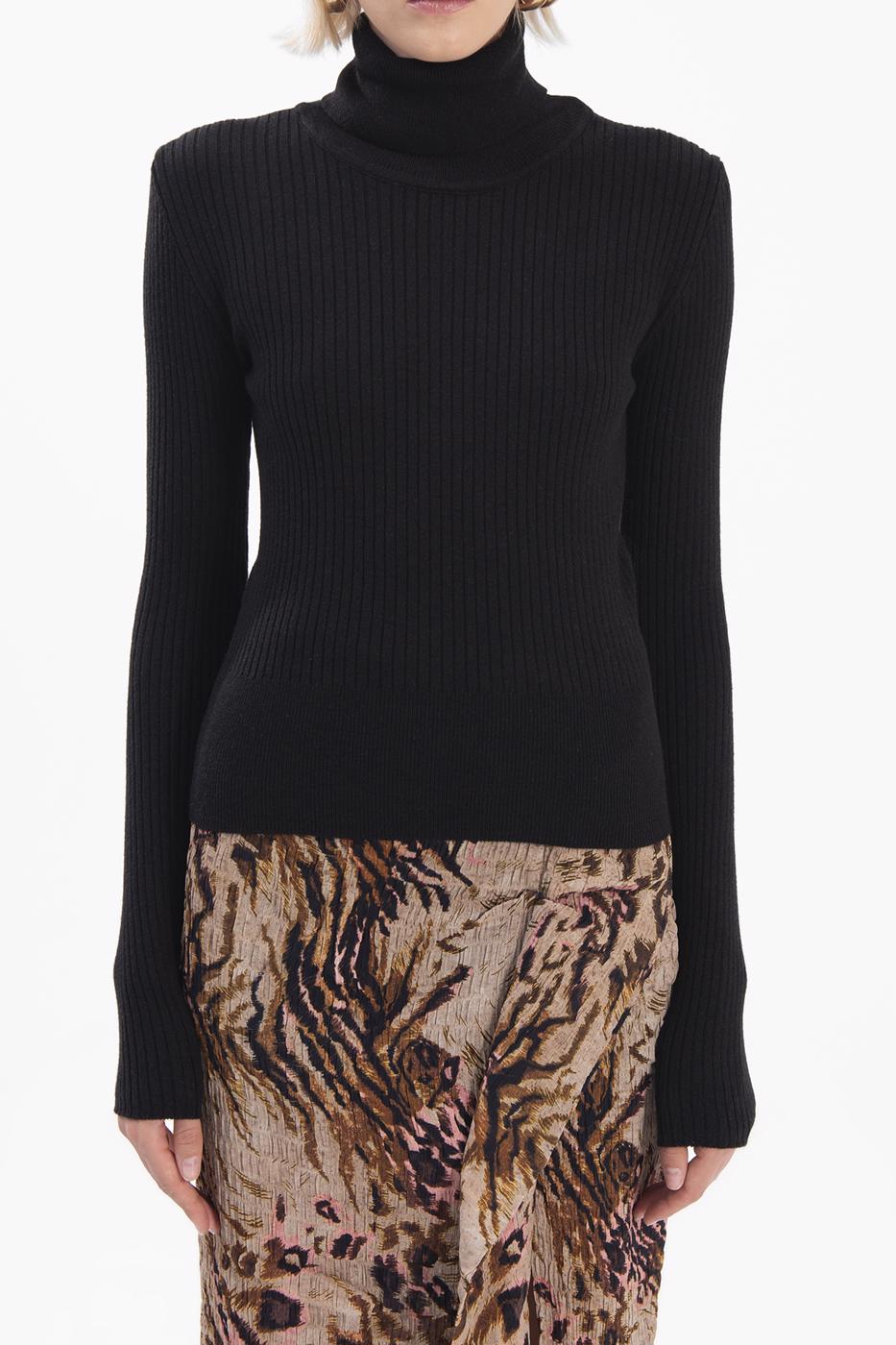 Bayan Siyah Balıkçı Triko Body