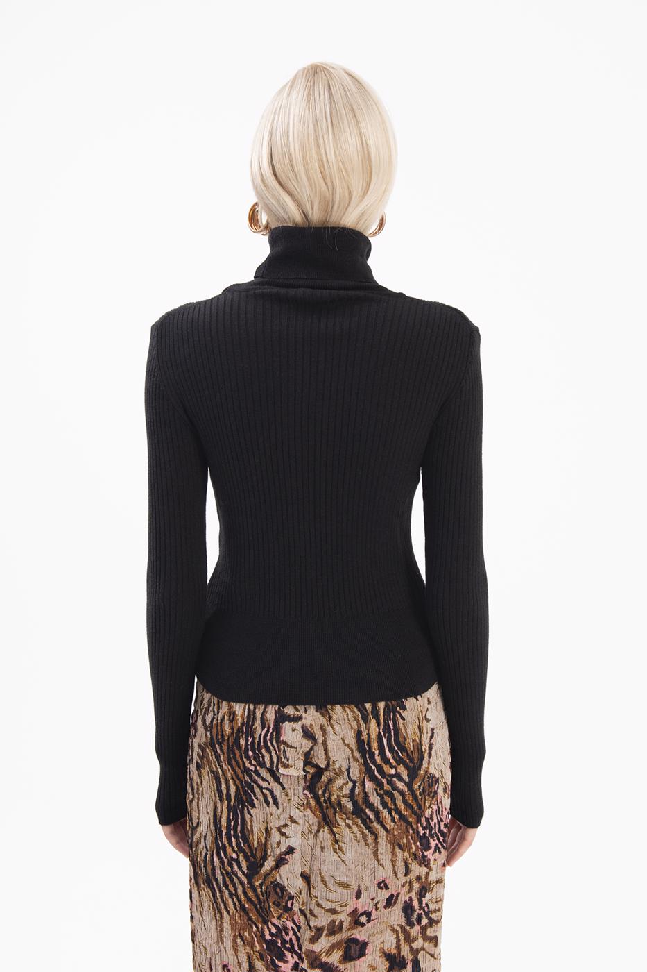 Bayan Siyah Balıkçı Triko Body