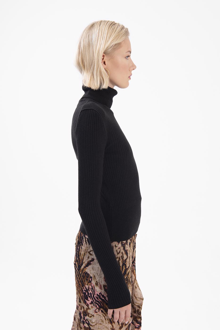 Bayan Siyah Balıkçı Triko Body