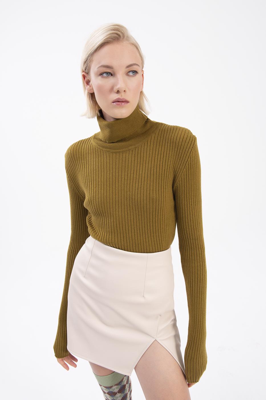 Bayan Yeşil Balıkçı Triko Body