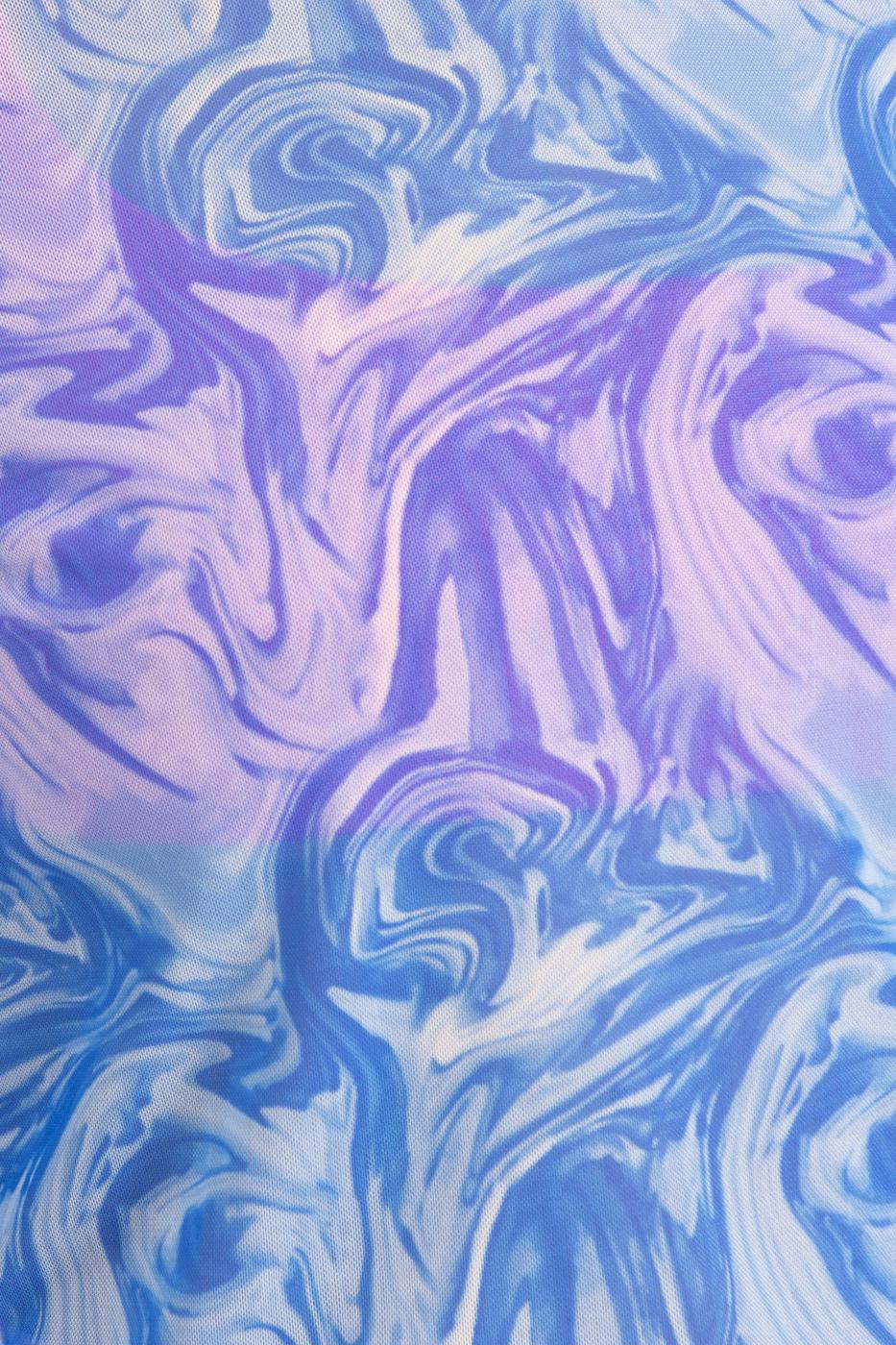 Bayan Mavi Uzun Kollu Tül Body