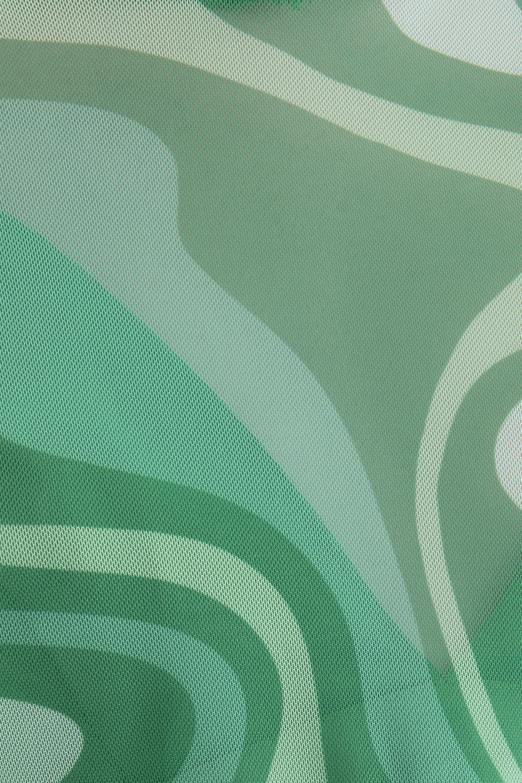 Bayan Yeşil Kapüşonlu Tül Bluz - BSL