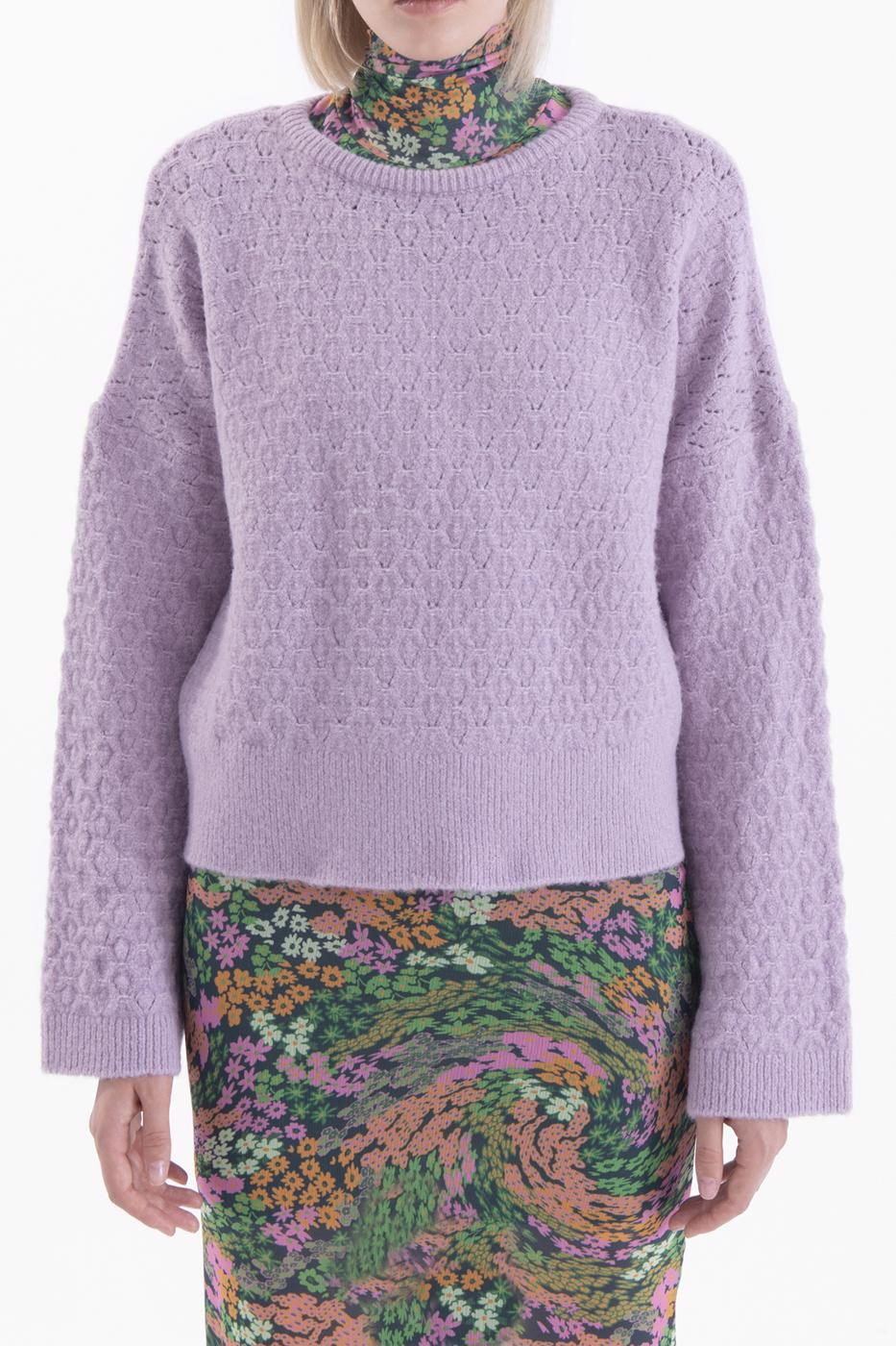 Bayan Lila Örgü Triko Kazak