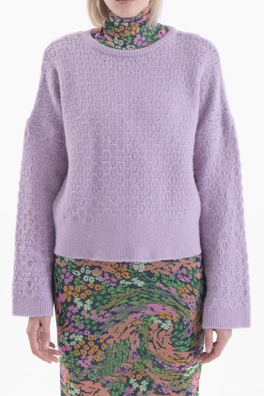 Bayan Lila Örgü Triko Kazak - BSL