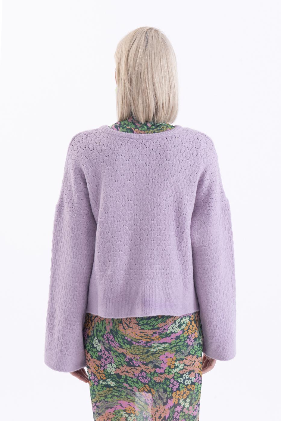 Bayan Lila Örgü Triko Kazak