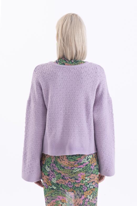 Bayan Lila Örgü Triko Kazak - BSL