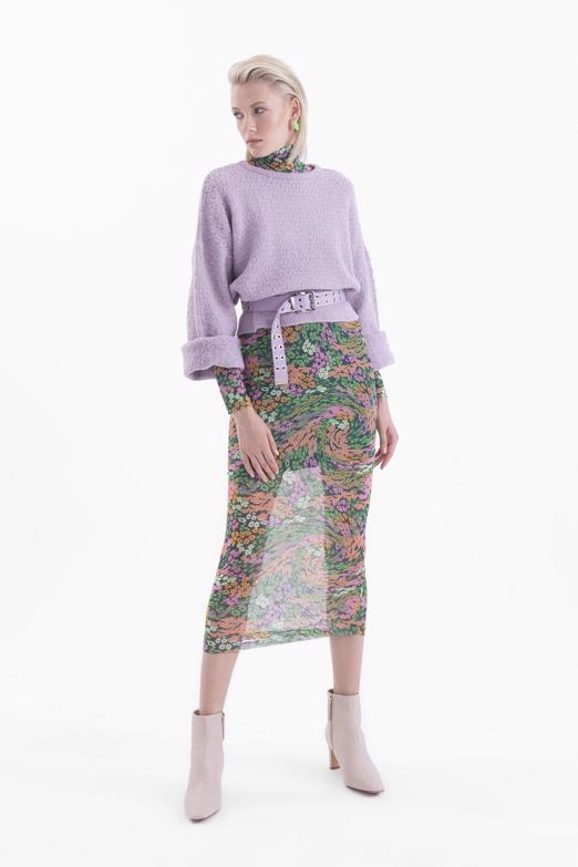 Bayan Lila Örgü Triko Kazak - BSL